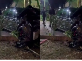 Acidente com carro de luxo destrói estrutura de praça no Sul da Bahia 3 1 64