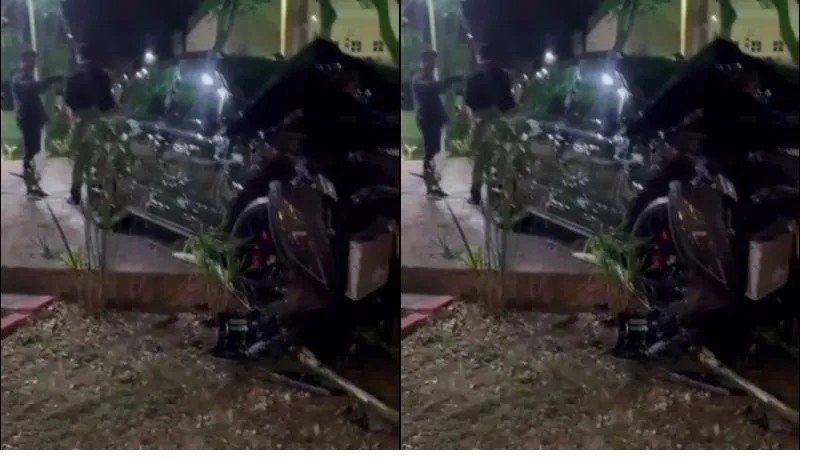 Acidente com carro de luxo destrói estrutura de praça no Sul da Bahia 1 1 64