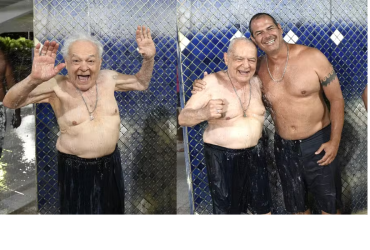 Aos 92 anos, ator Othon Bastos retorna à Bahia e aproveita banho de águas termais ao lado do filho 17 01 5