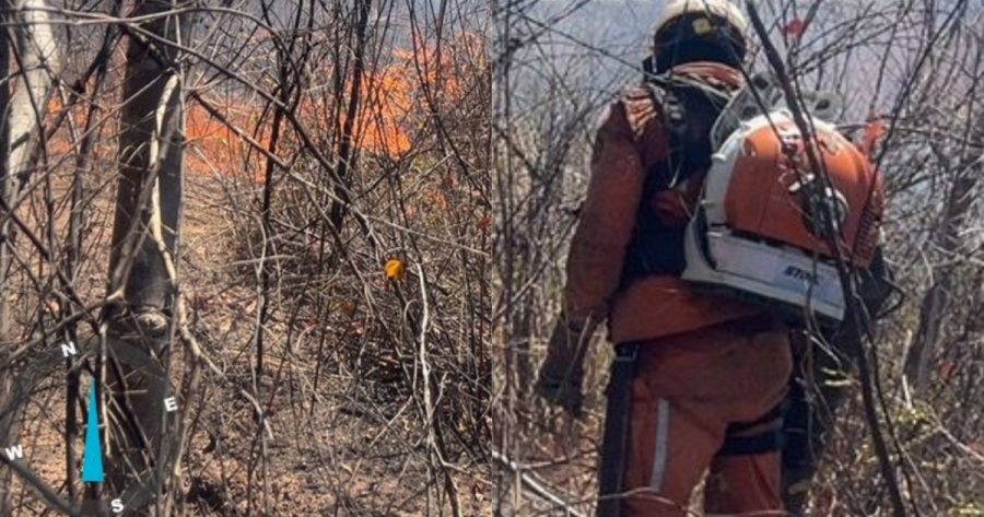 Força-tarefa aérea e terrestre combate incêndio devastador na Serra da Bandeira 1 02 1