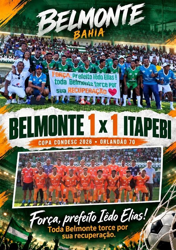 Em jogo movimentado, Itapebi empata com Belmonte em 1 a 1 na Copa CONDESC 2026 5 2 8